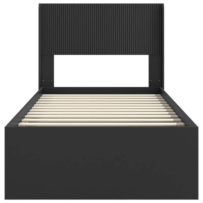 Struttura del letto con stoccaggio e testata Nero 75 x 190 cm | homemem39