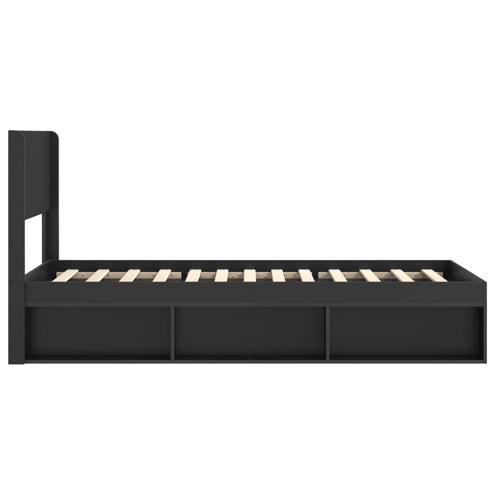 Struttura del letto con stoccaggio e testata Nero 75 x 190 cm | homemem39