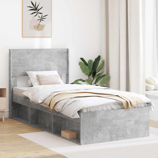 Struttura del letto con stoccaggio e testata Grigio Cemento | homemem39