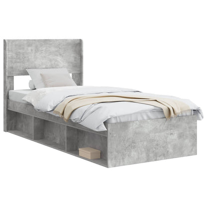 Struttura del letto con stoccaggio e testata Grigio Cemento | homemem39