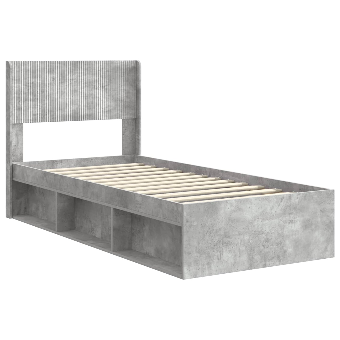 Struttura del letto con stoccaggio e testata Grigio Cemento | homemem39