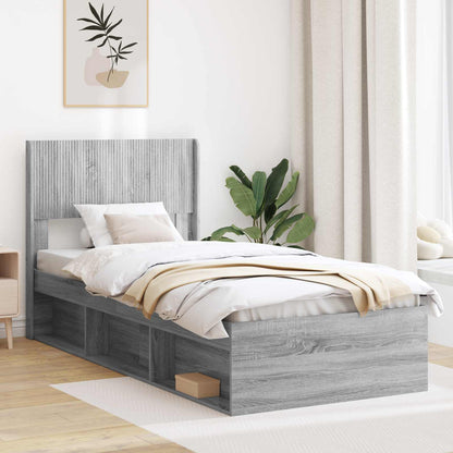 Struttura del letto con stoccaggio e testata Sonoma grigio | homemem39
