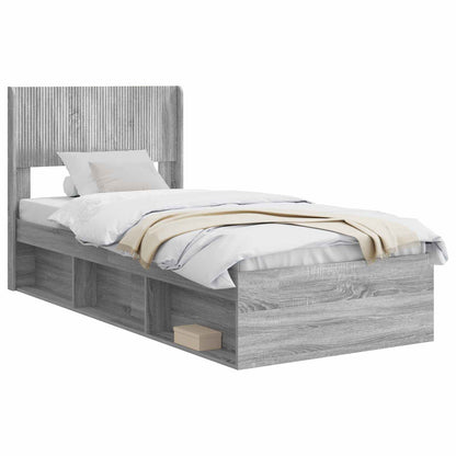 Struttura del letto con stoccaggio e testata Sonoma grigio | homemem39