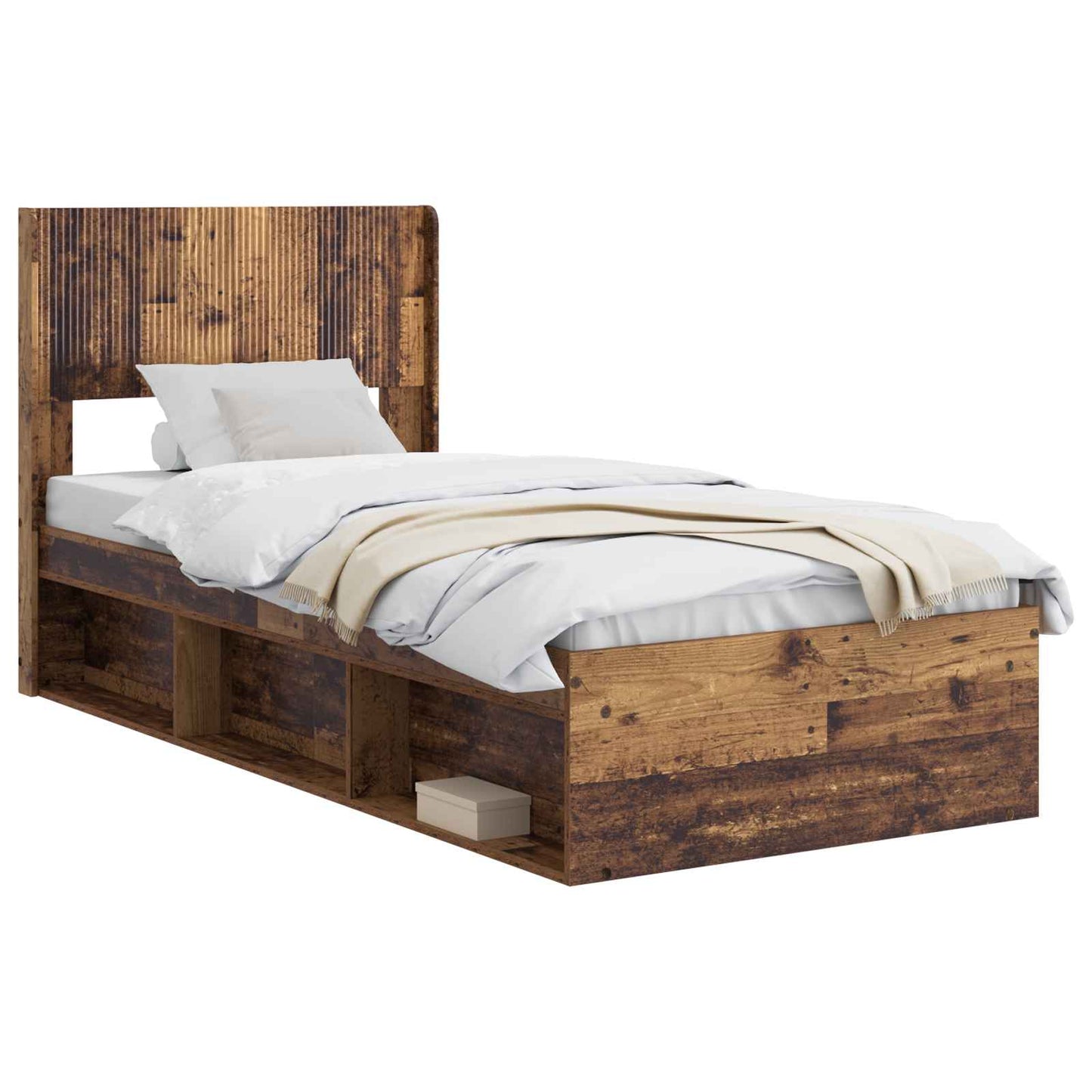 Struttura del letto con stoccaggio e testata Legno antico | homemem39