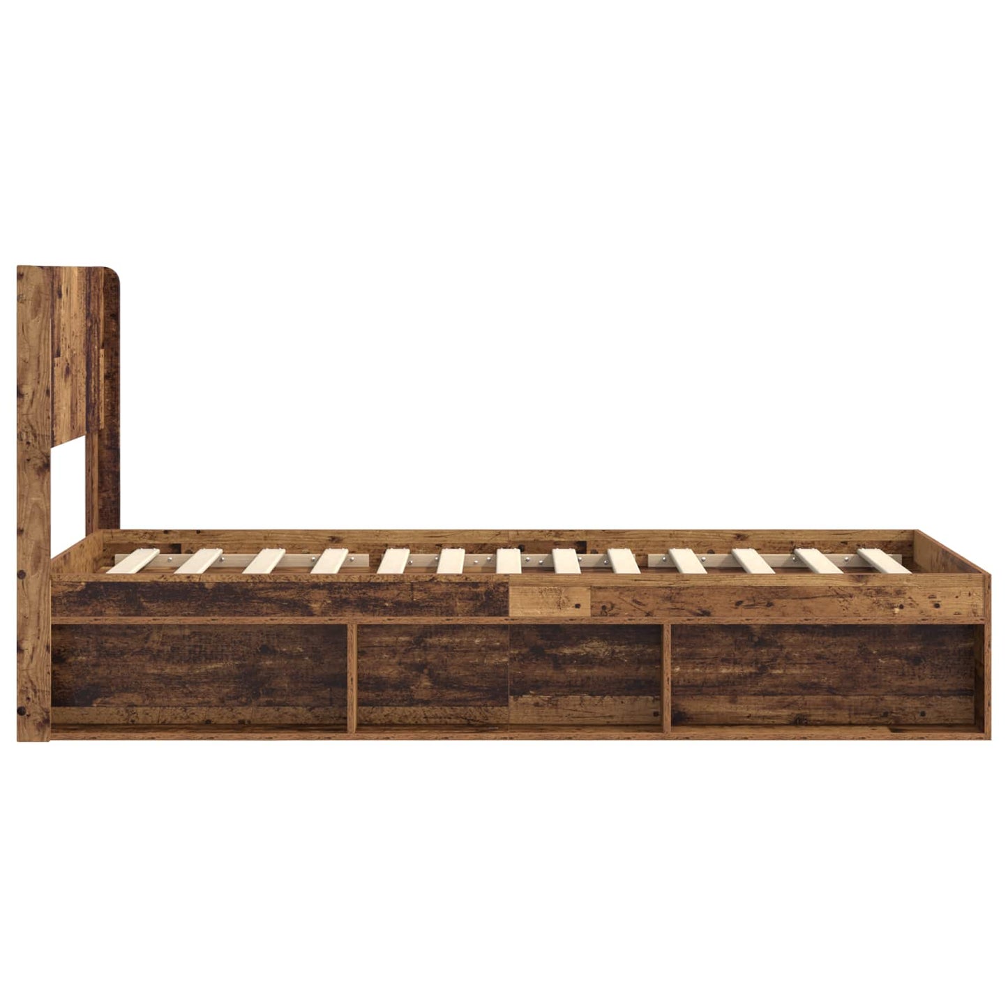Struttura del letto con stoccaggio e testata Legno antico | homemem39