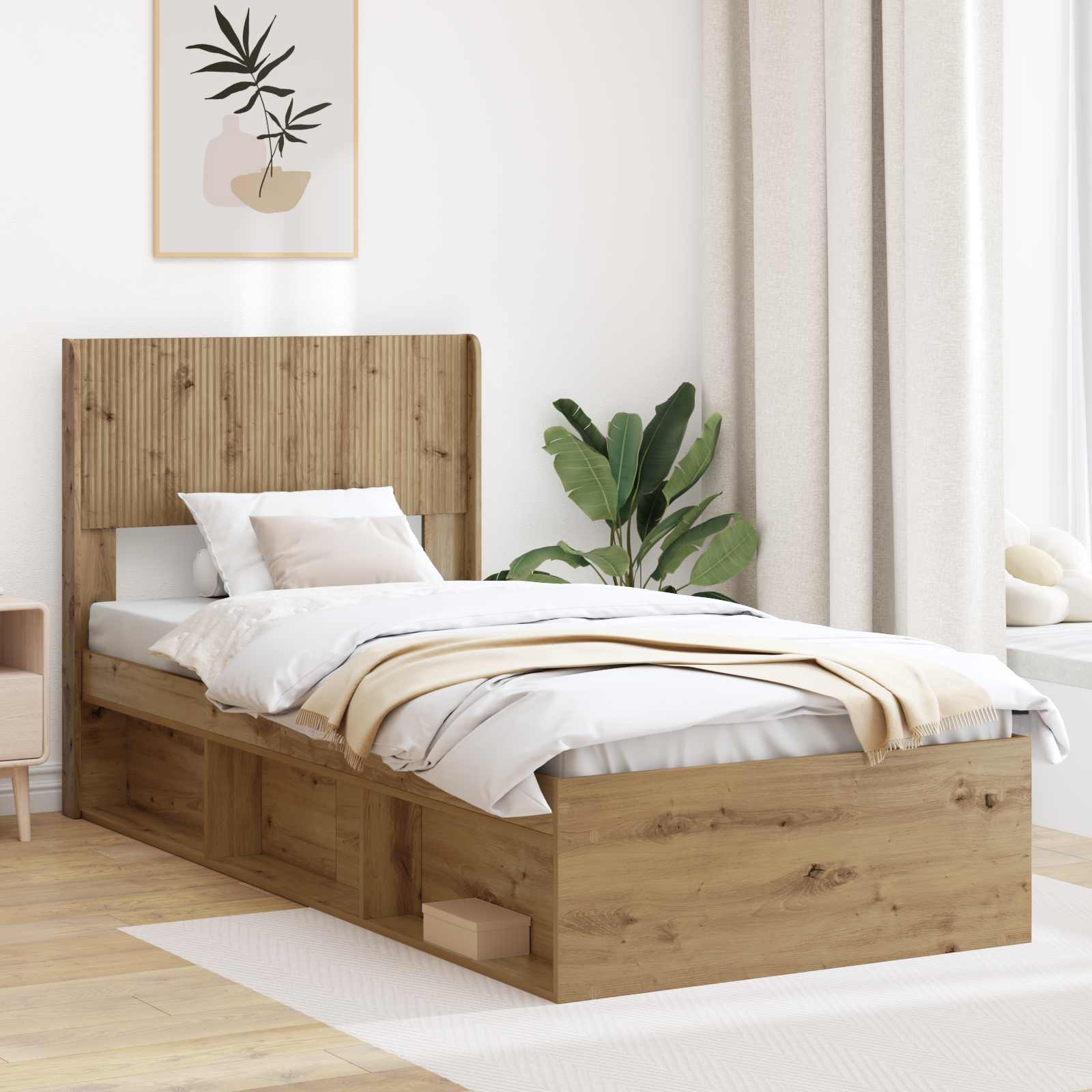 Struttura del letto con stoccaggio e testata Rovere Artigianale | homemem39