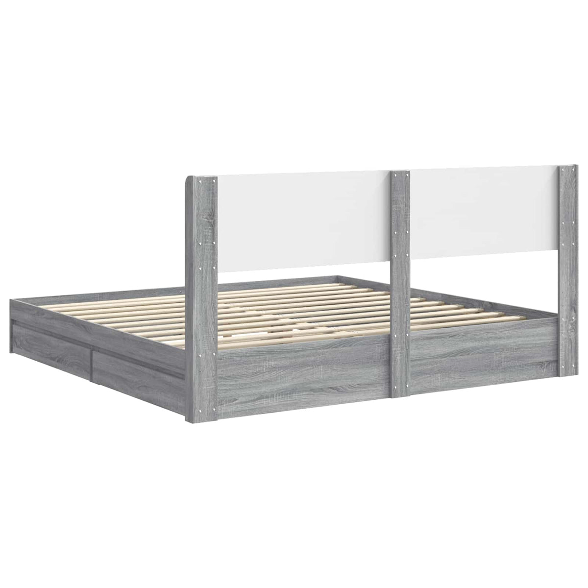 Struttura del letto con stoccaggio e testata 2 pz Sonoma grigio