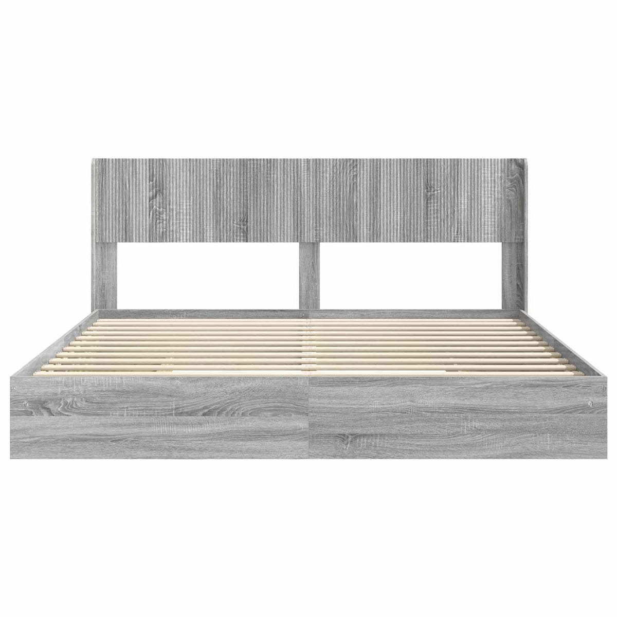 Struttura del letto con stoccaggio e testata 2 pz Sonoma grigio