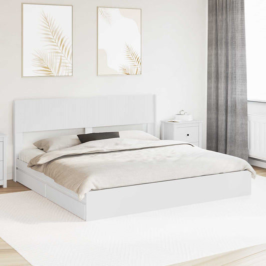 Struttura del letto con stoccaggio e testata Bianco | homemem39