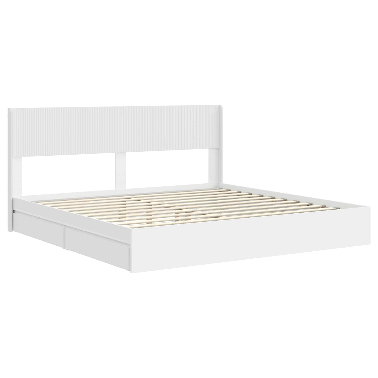Struttura del letto con stoccaggio e testata Bianco | homemem39
