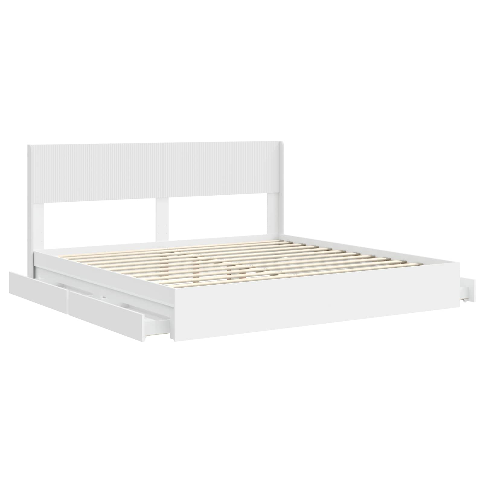 Struttura del letto con stoccaggio e testata Bianco | homemem39
