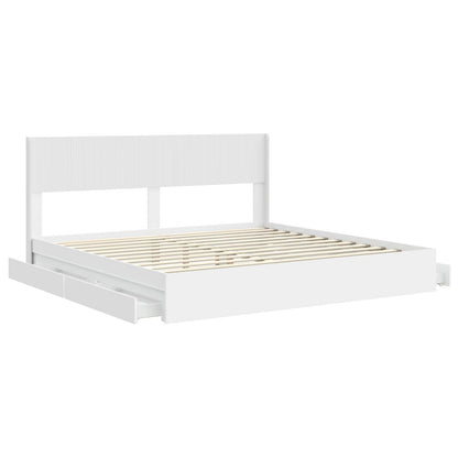 Struttura del letto con stoccaggio e testata Bianco | homemem39
