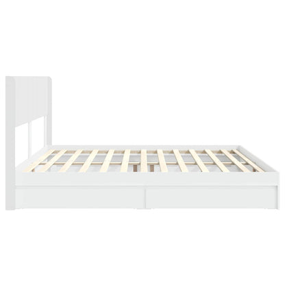 Struttura del letto con stoccaggio e testata Bianco | homemem39
