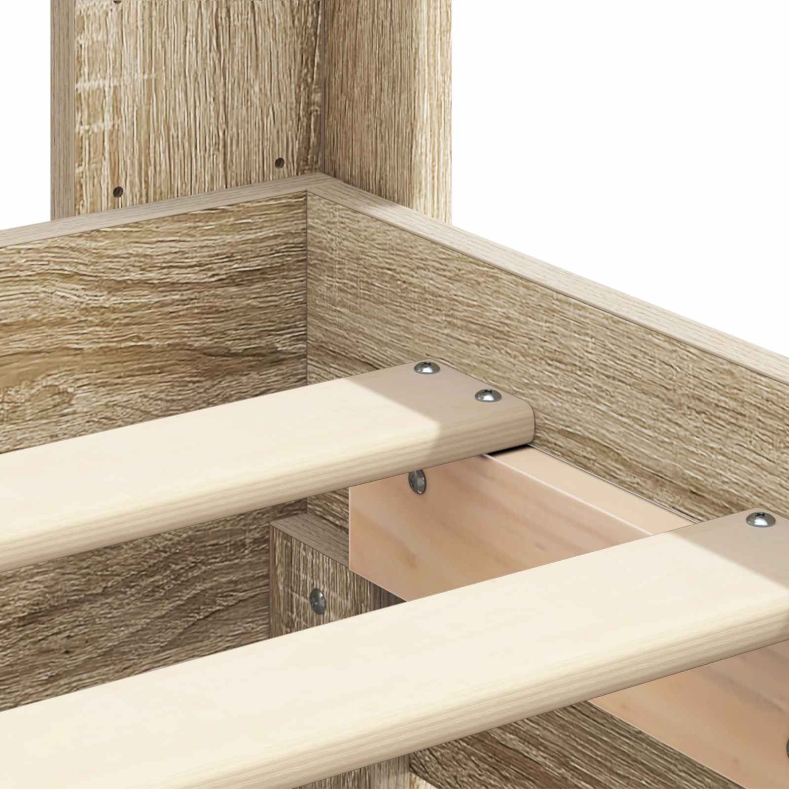 Struttura del letto con stoccaggio e testata Rovere Sonoma | homemem39