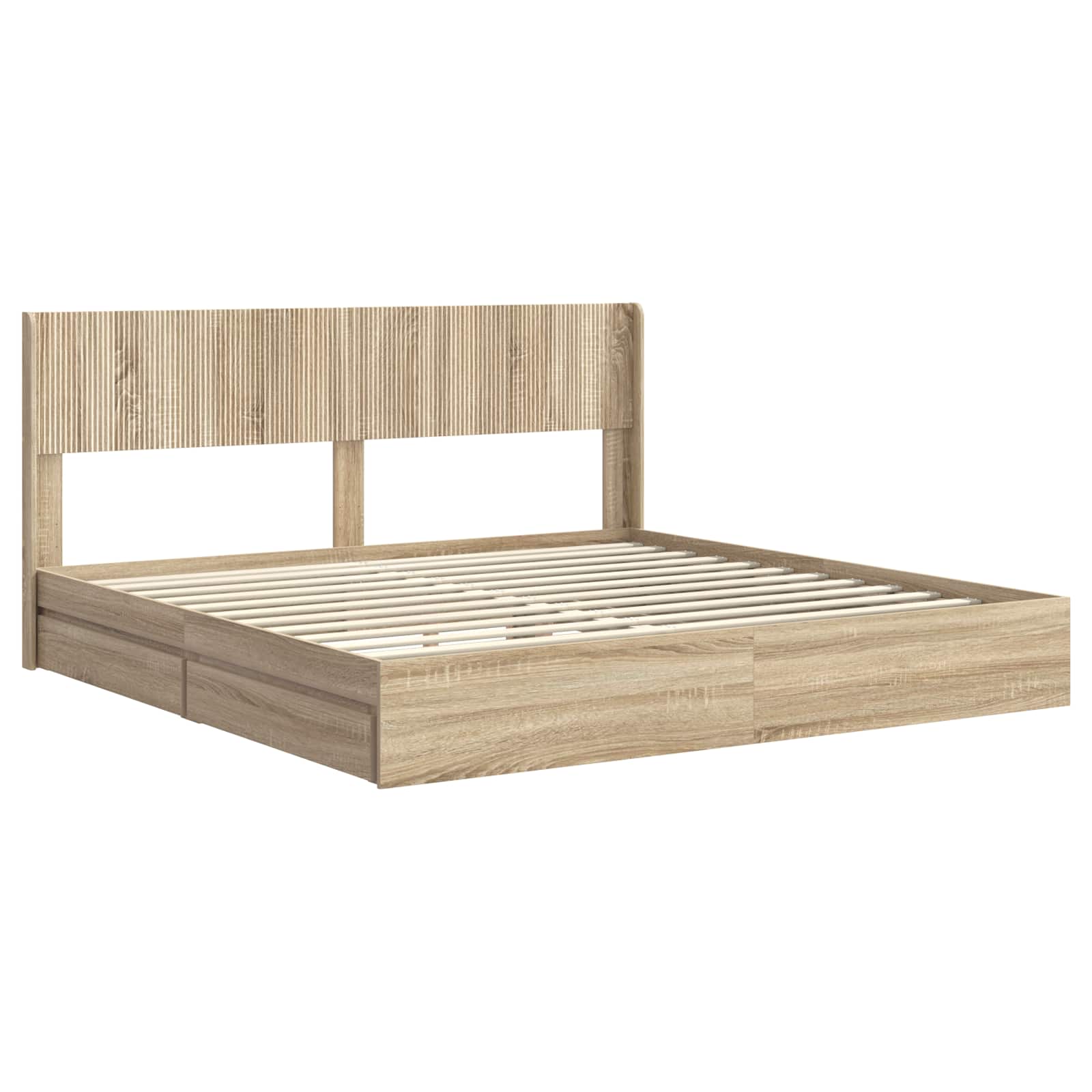 Struttura del letto con stoccaggio e testata Rovere Sonoma | homemem39