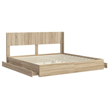 Struttura del letto con stoccaggio e testata Rovere Sonoma | homemem39