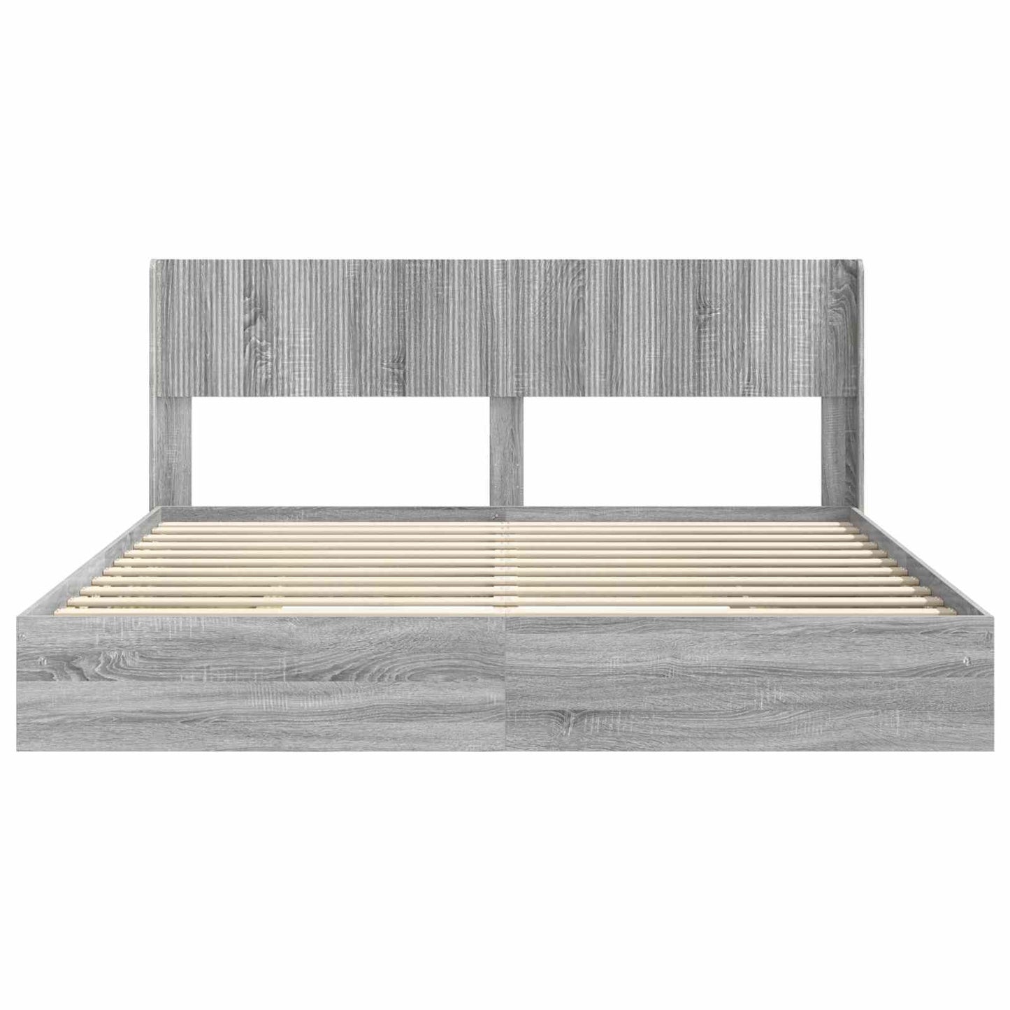 Struttura del letto con stoccaggio e testata Sonoma grigio | homemem39