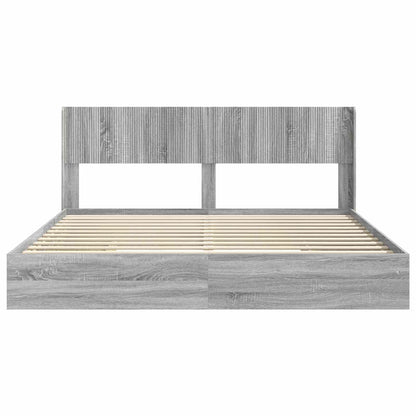 Struttura del letto con stoccaggio e testata Sonoma grigio | homemem39