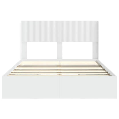Struttura del letto con stoccaggio e testata Bianco | homemem39
