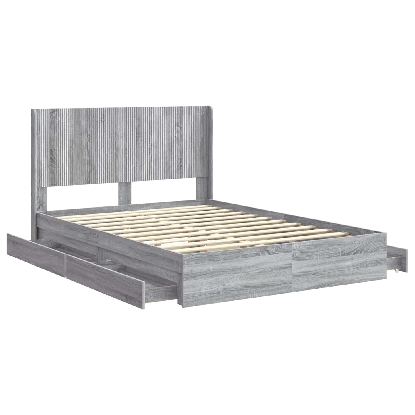 Struttura del letto con stoccaggio e testata Sonoma grigio | homemem39