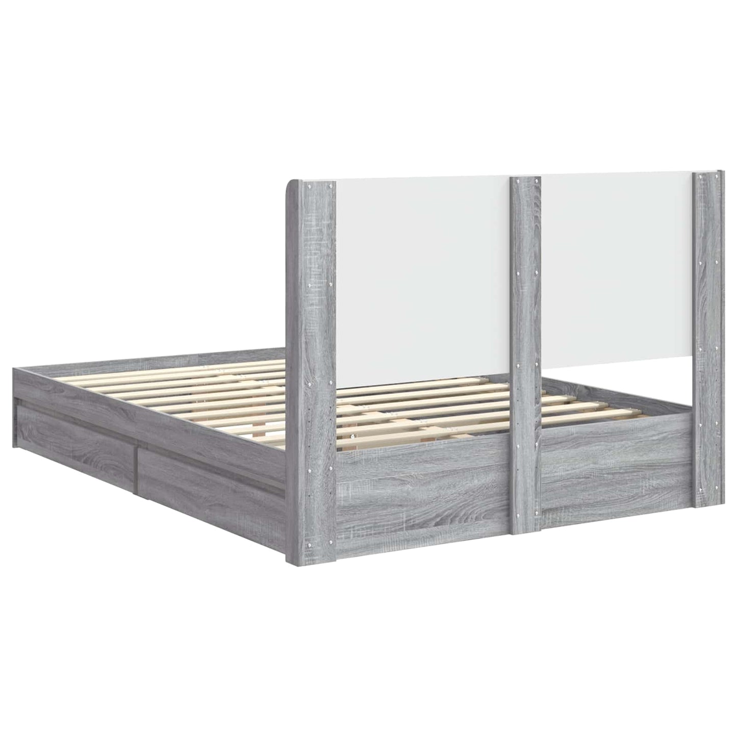 Struttura del letto con stoccaggio e testata Sonoma grigio | homemem39