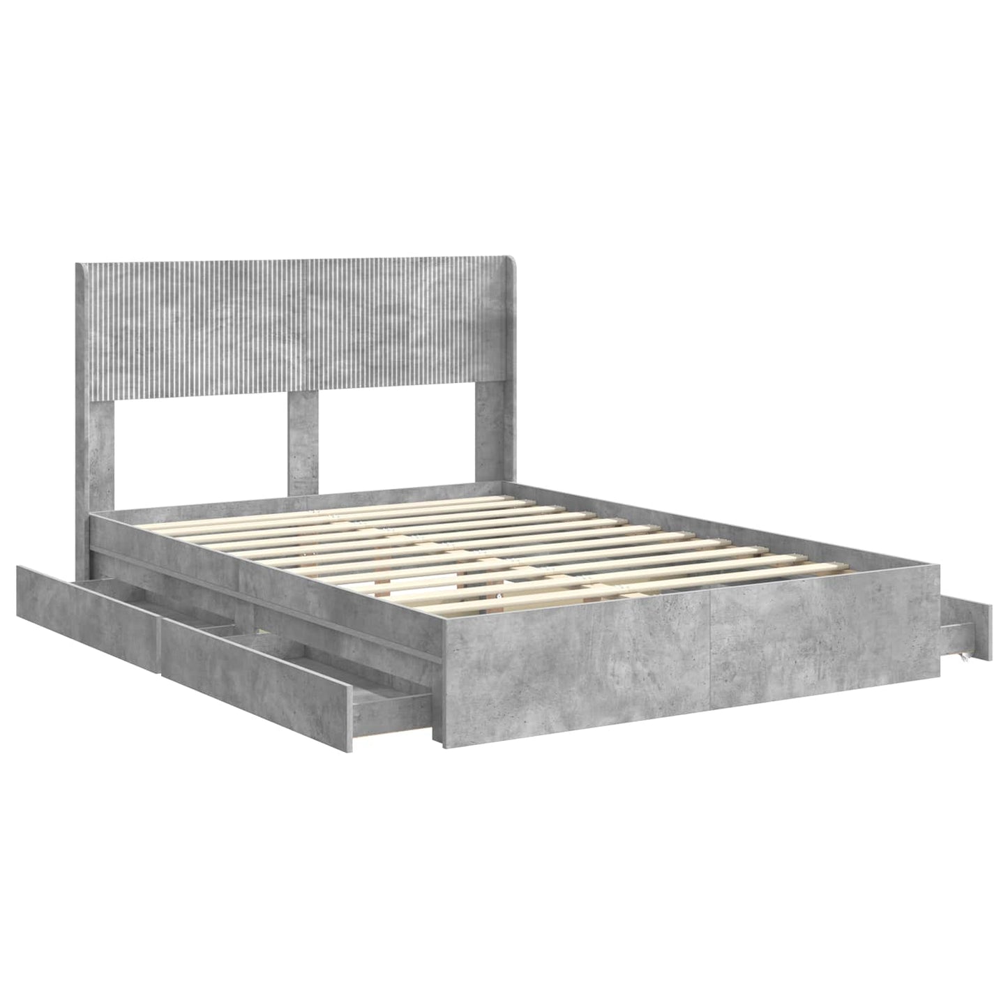Struttura del letto con stoccaggio e testata Grigio Cemento | homemem39