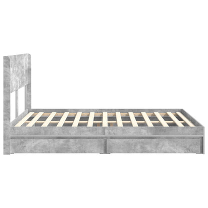 Struttura del letto con stoccaggio e testata Grigio Cemento | homemem39