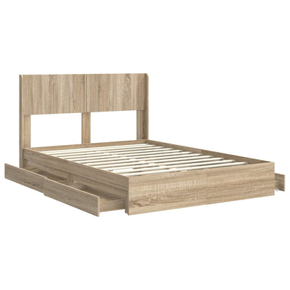 Struttura del letto con stoccaggio e testata Rovere Sonoma | homemem39