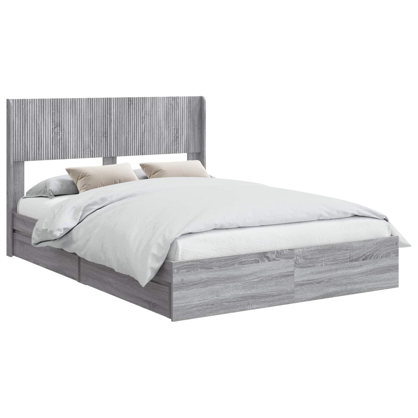 Struttura del letto con stoccaggio e testata Sonoma grigio | homemem39