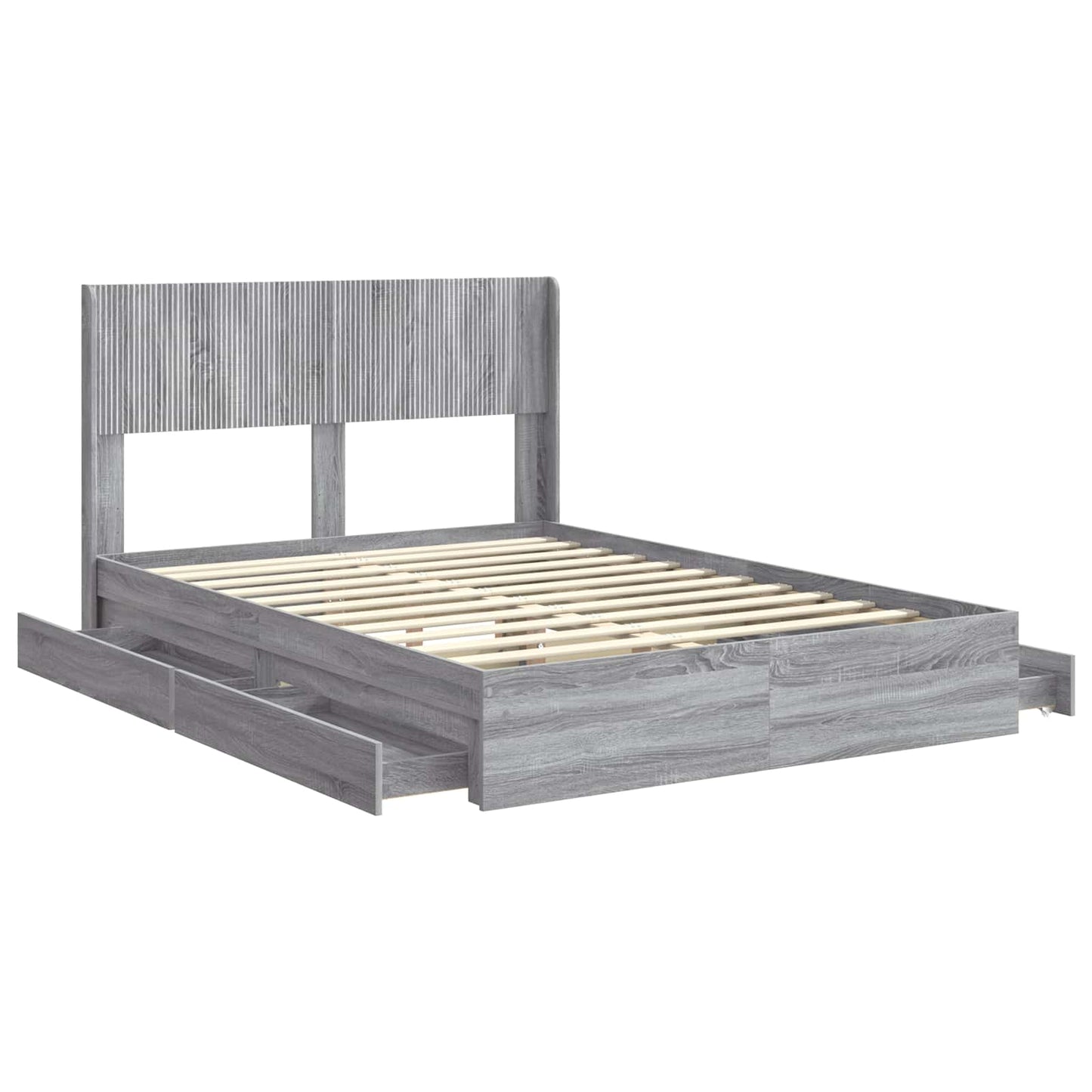 Struttura del letto con stoccaggio e testata Sonoma grigio | homemem39