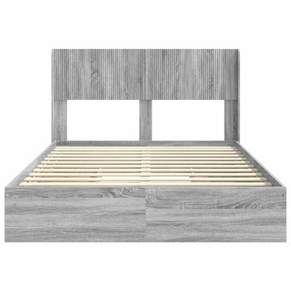 Struttura del letto con stoccaggio e testata Sonoma grigio | homemem39