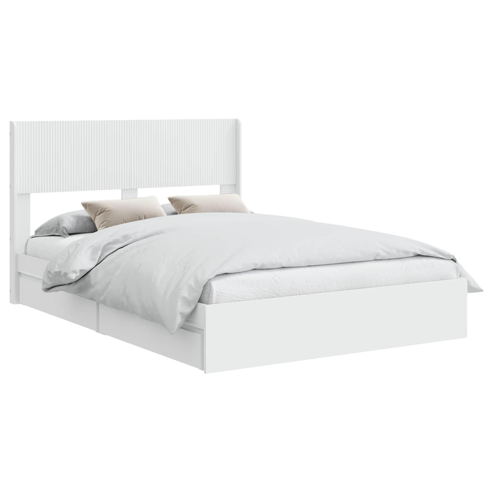 Struttura del letto con stoccaggio e testata Bianco | homemem39