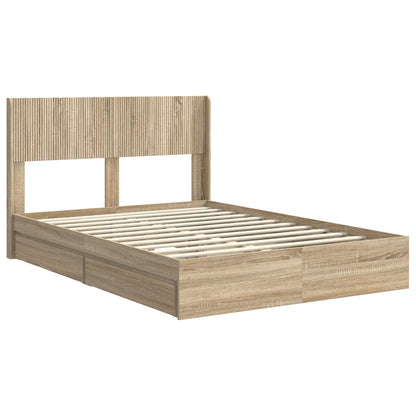 Struttura del letto con stoccaggio e testata Rovere Sonoma | homemem39