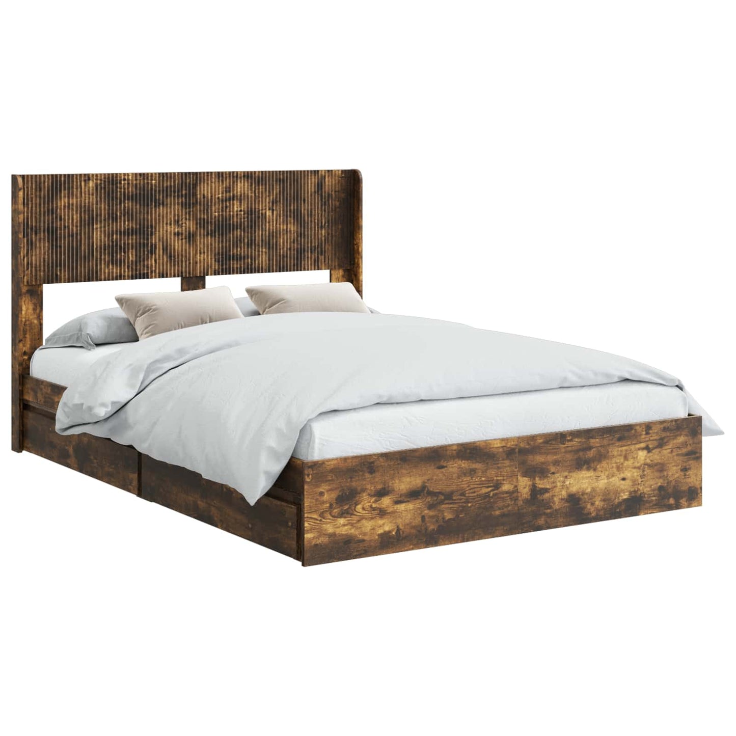 Struttura del letto con stoccaggio e testata Rovere Fumo | homemem39