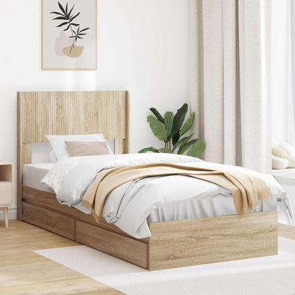 Struttura del letto con stoccaggio e testata Rovere Sonoma | homemem39