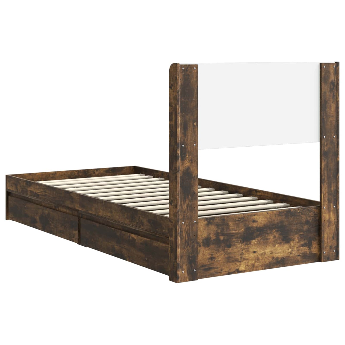 Struttura del letto con stoccaggio e testata Rovere Fumo | homemem39