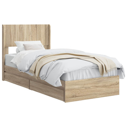 Struttura del letto con stoccaggio e testata Rovere Sonoma | homemem39