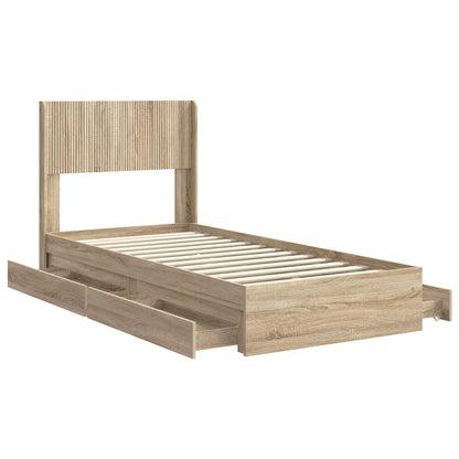 Struttura del letto con stoccaggio e testata Rovere Sonoma | homemem39