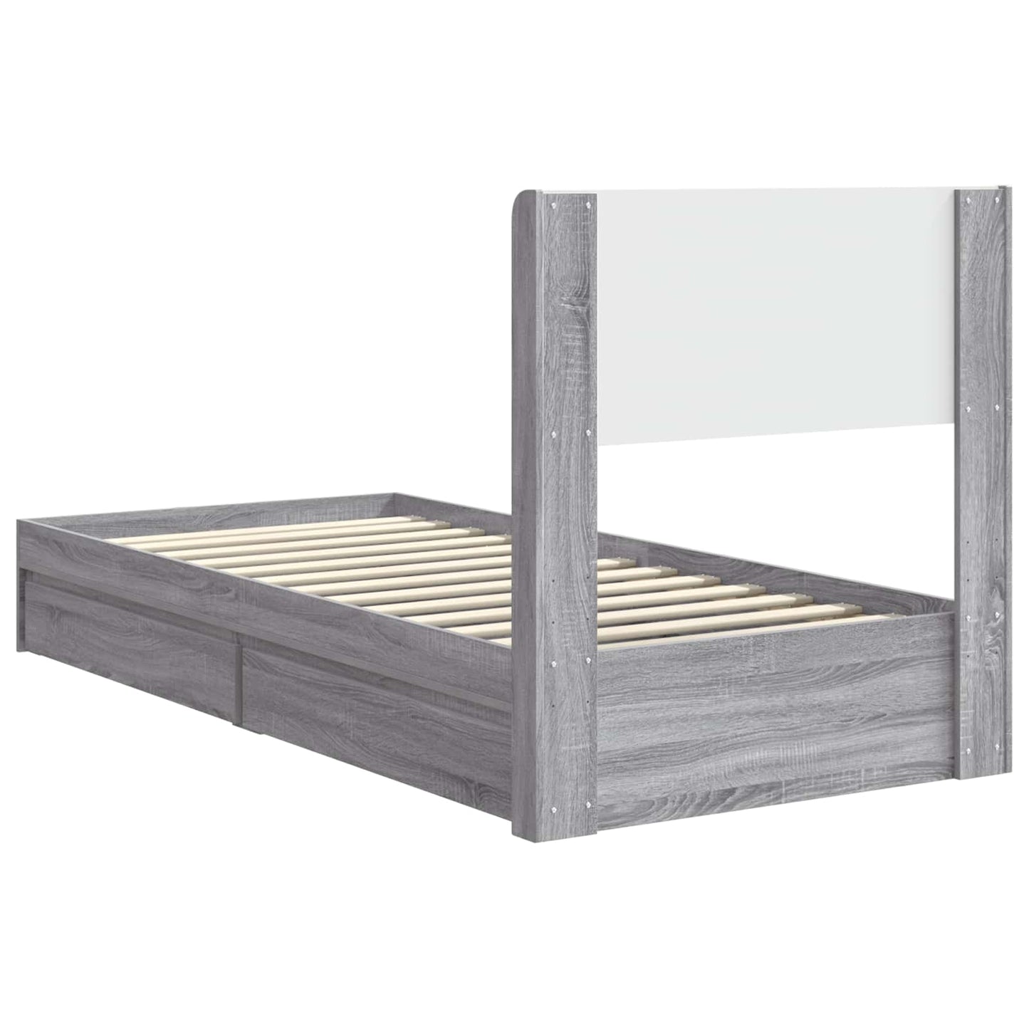 Struttura del letto con stoccaggio e testata Sonoma grigio | homemem39