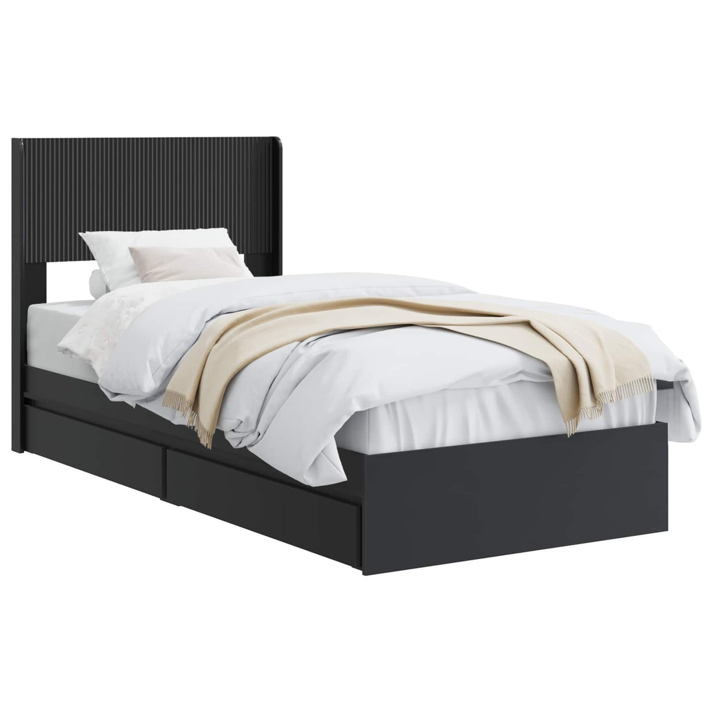Struttura del letto con stoccaggio e testata Nero 90 x 190 cm | homemem39