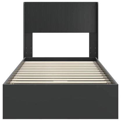 Struttura del letto con stoccaggio e testata Nero 90 x 190 cm | homemem39