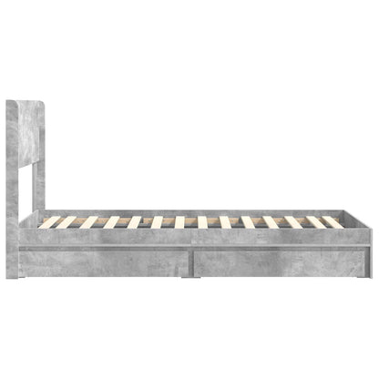 Struttura del letto con stoccaggio e testata Grigio Cemento | homemem39