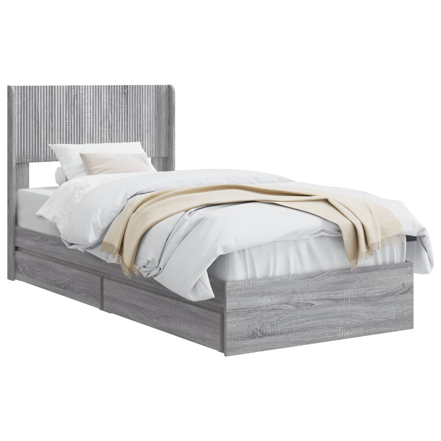Struttura del letto con stoccaggio e testata Sonoma grigio | homemem39