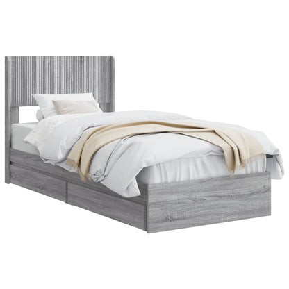 Struttura del letto con stoccaggio e testata Sonoma grigio | homemem39