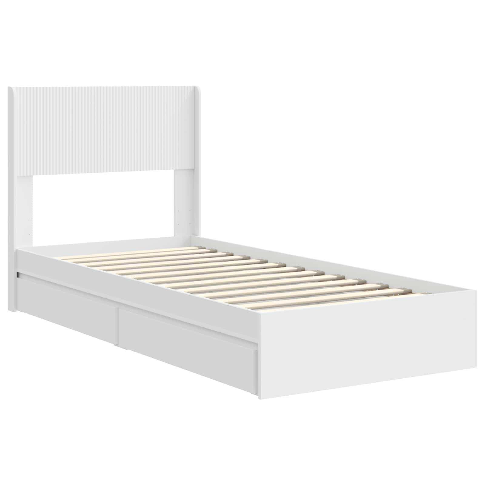 Struttura del letto con stoccaggio e testata Bianco 75 x 190 cm | homemem39