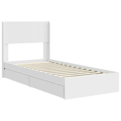 Struttura del letto con stoccaggio e testata Bianco 75 x 190 cm | homemem39