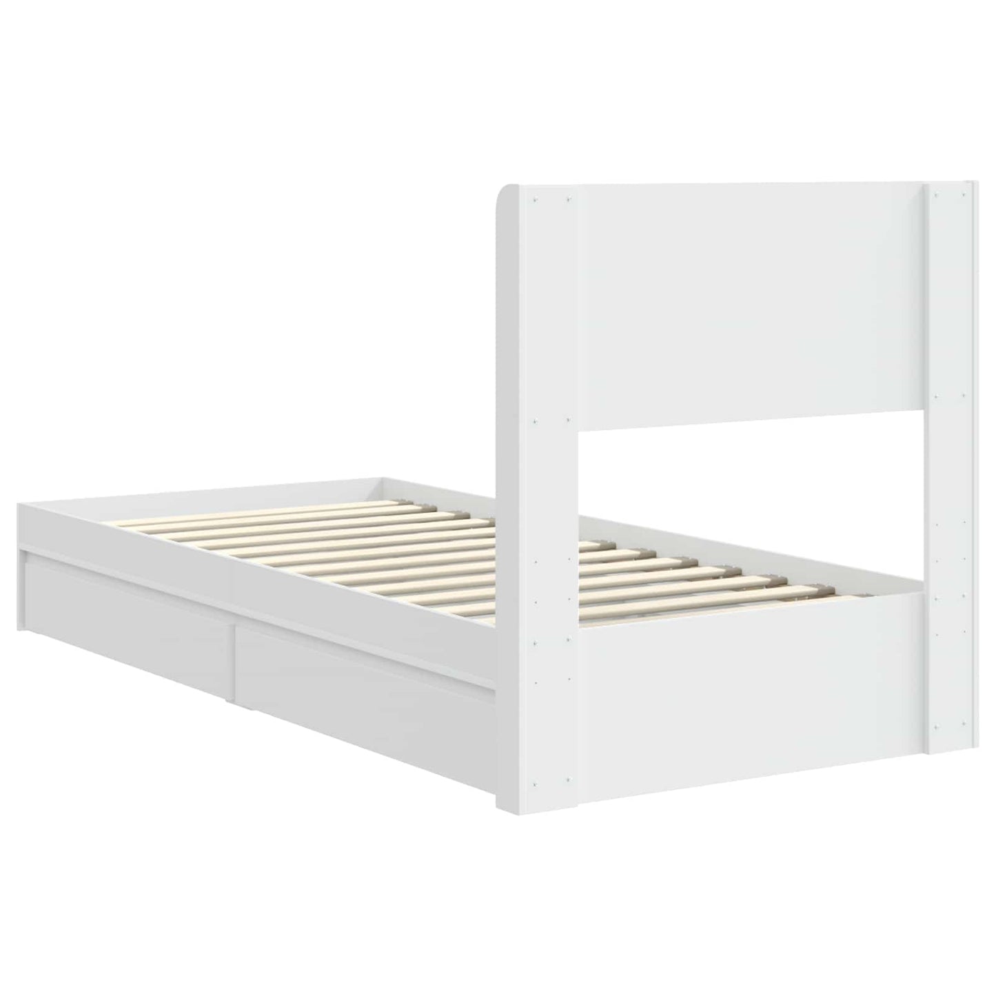 Struttura del letto con stoccaggio e testata Bianco 75 x 190 cm | homemem39