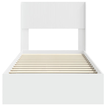 Struttura del letto con stoccaggio e testata Bianco 75 x 190 cm | homemem39