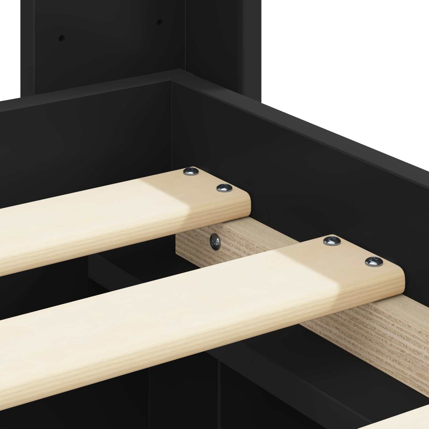 Struttura del letto con stoccaggio e testata Nero 75 x 190 cm | homemem39