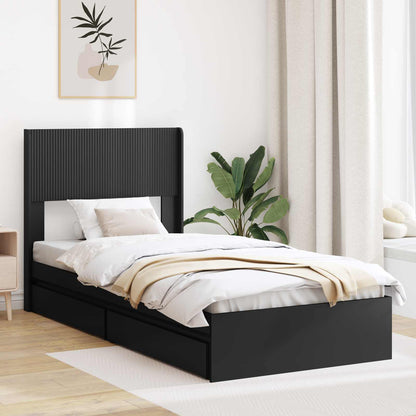 Struttura del letto con stoccaggio e testata Nero 75 x 190 cm | homemem39